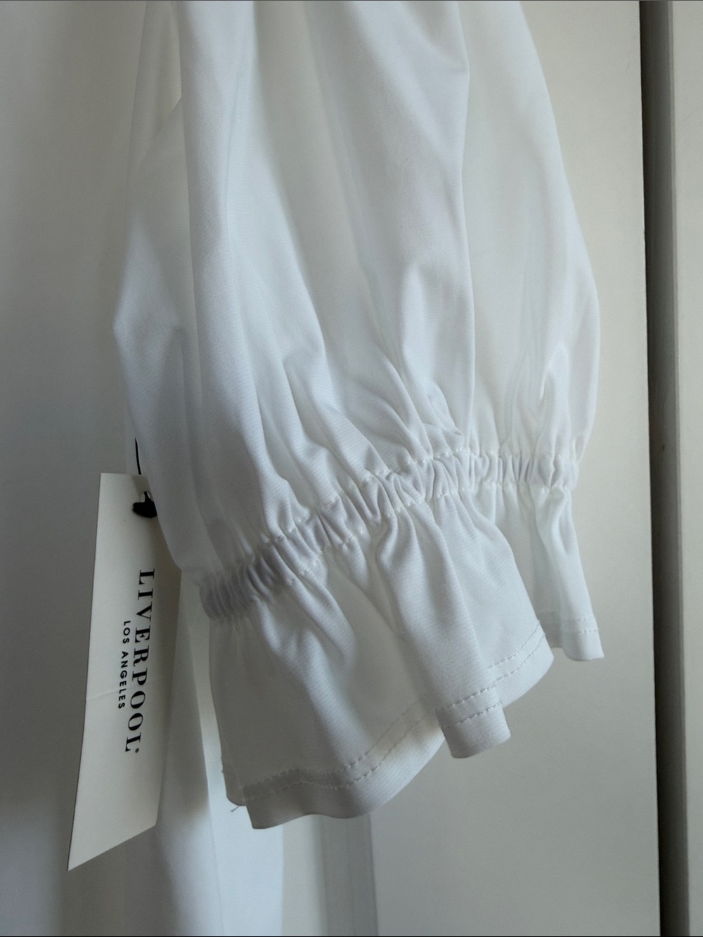 Liverpool White Short Puff-Sleeve Button-Front Shirt - Picture 3 of 6